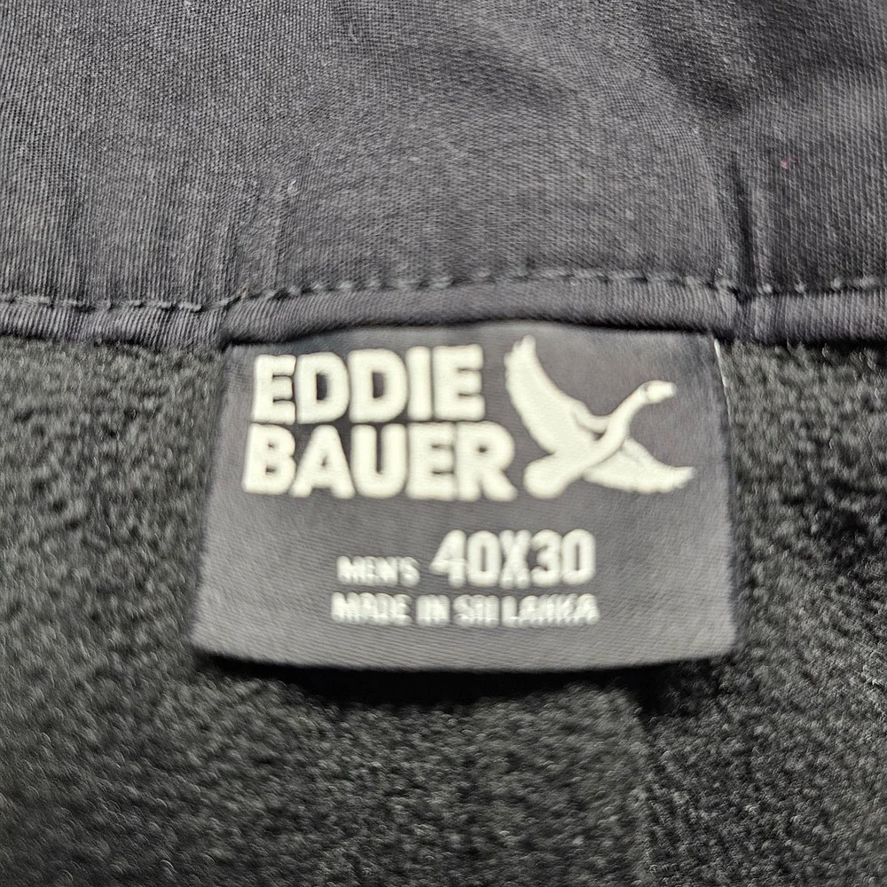 Eddie Bauer Tech Hiking Cargo Pants Mens 40x30 Black Fleece Lined Stretch Winter